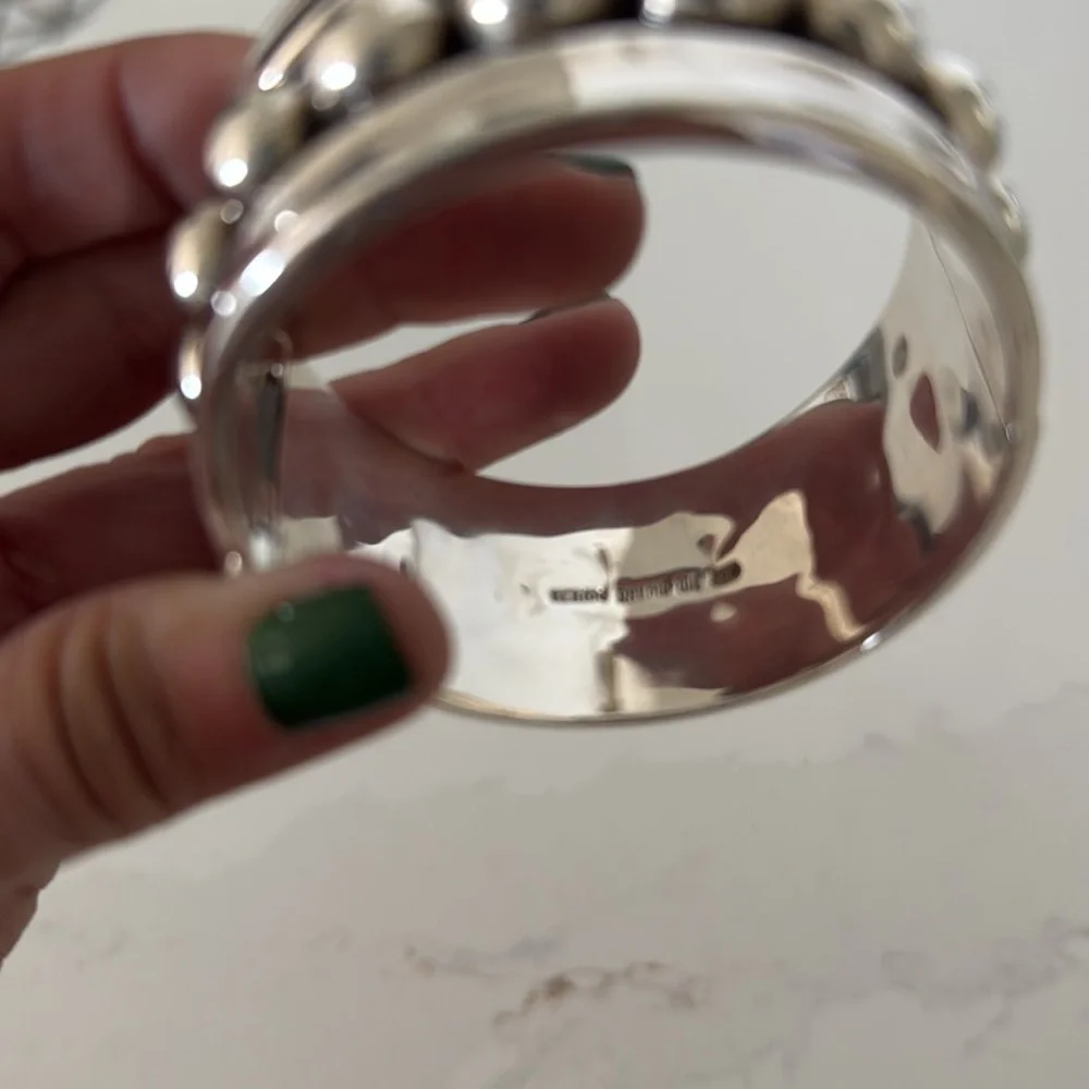 CHUNKY TAXCO SILVER BEADED HINGED
BANGLE authentic sterling silver 925 - Picture 4 of 4
